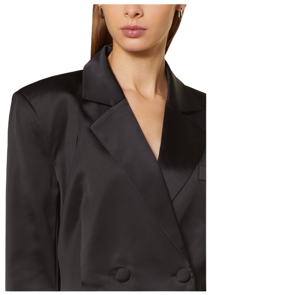 GESTUZ Metallic Double Breasted‎ Blazer Dress Taupe Satin Shiny